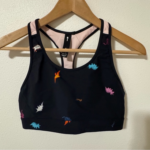 The Upside Good Dinosaur Anna Sports Bra Navy Mesh Racerback Medium Impact-8 - Picture 3 of 9